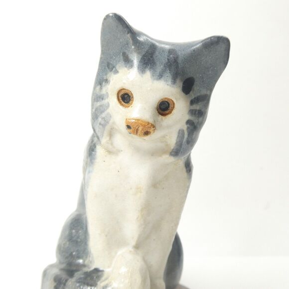 Cat Figurine Heavy Ceramic Stoneware Sculpture MCM - Picture 6 of 9